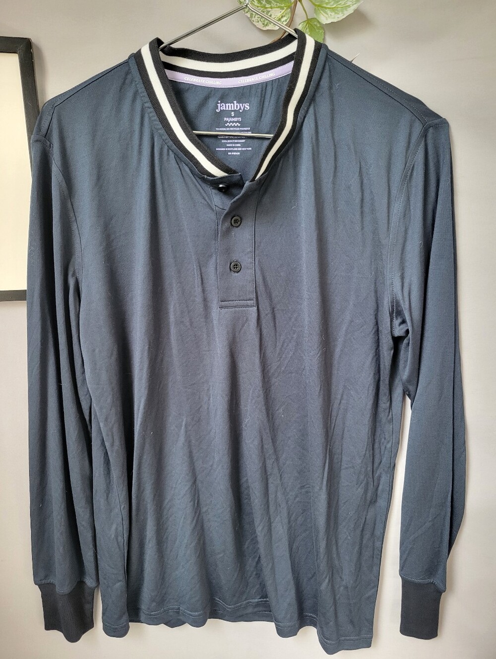Jambys Pajambys Henley Lounge Pajama Shirt Blue S